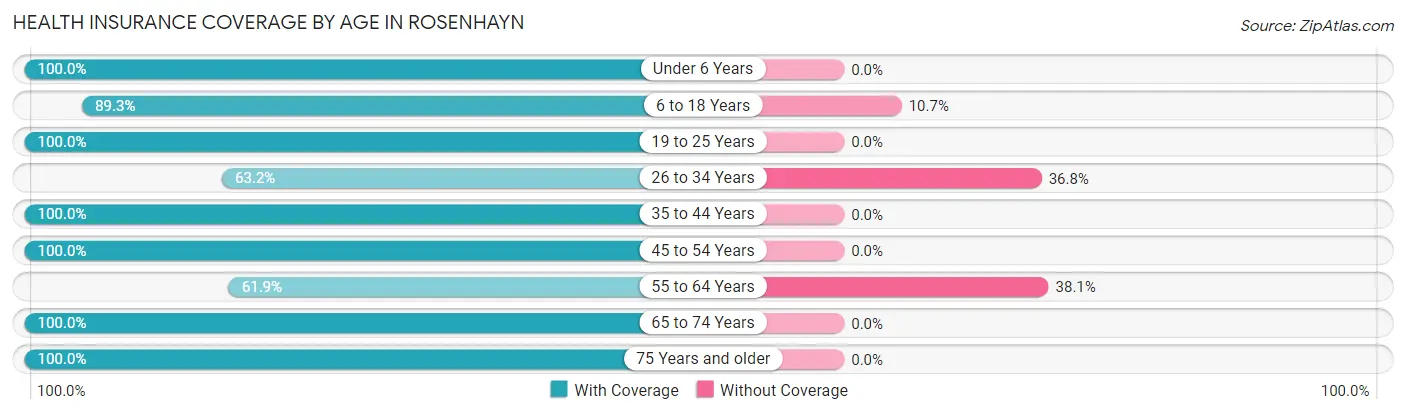 Health Insurance Coverage by Age in Rosenhayn