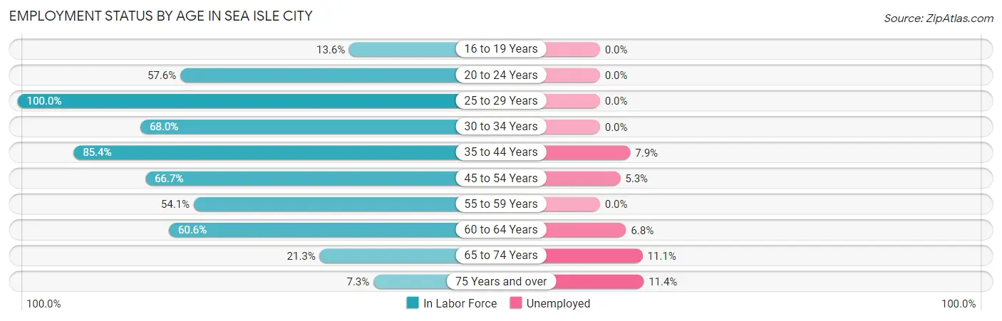 Employment Status by Age in Sea Isle City