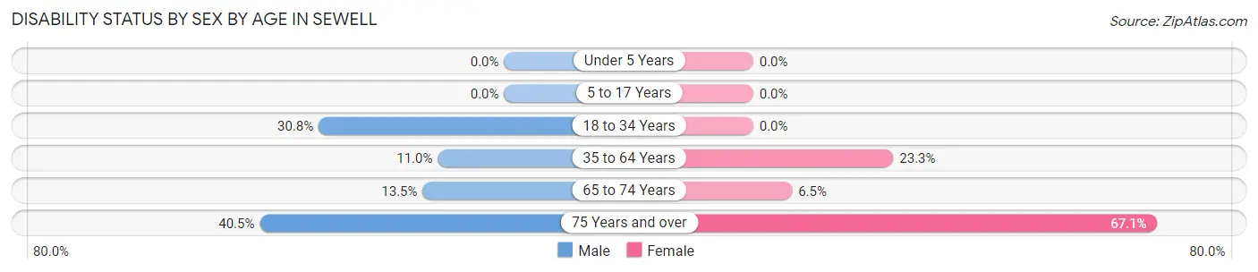 Disability Status by Sex by Age in Sewell