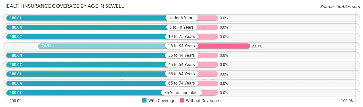 Health Insurance Coverage by Age in Sewell