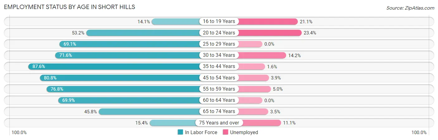Employment Status by Age in Short Hills