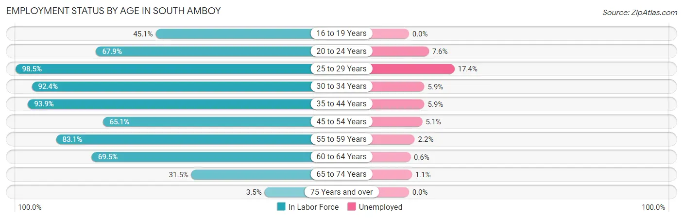 Employment Status by Age in South Amboy