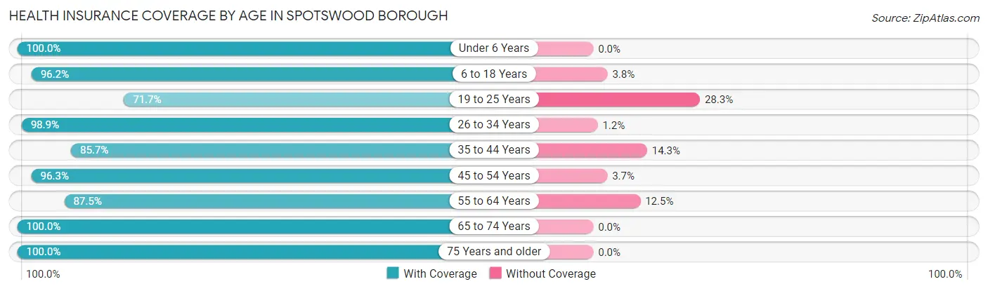 Health Insurance Coverage by Age in Spotswood borough