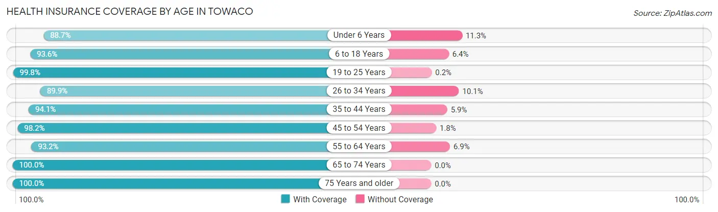 Health Insurance Coverage by Age in Towaco