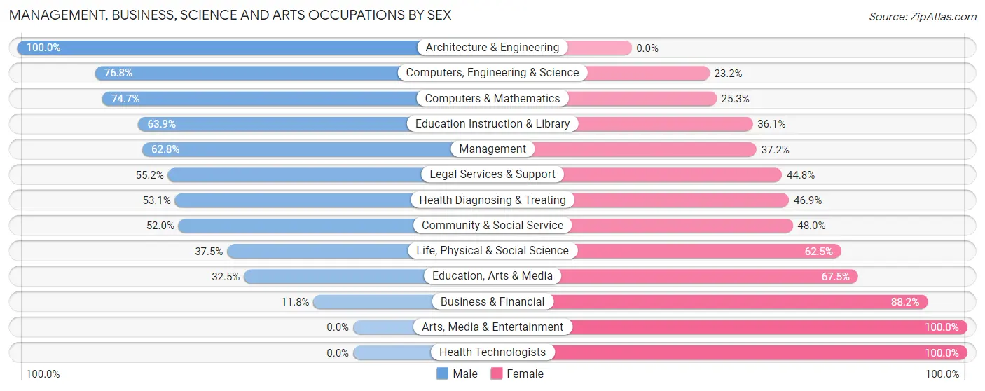 Management, Business, Science and Arts Occupations by Sex in Union Beach borough