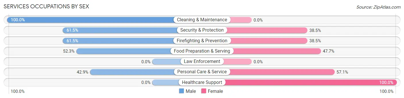 Services Occupations by Sex in Union Beach borough