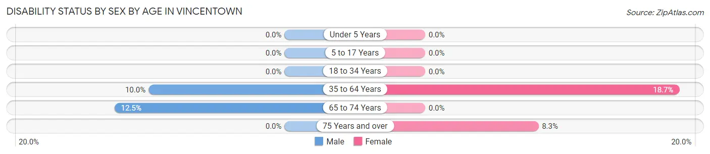 Disability Status by Sex by Age in Vincentown
