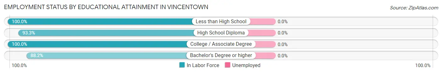 Employment Status by Educational Attainment in Vincentown