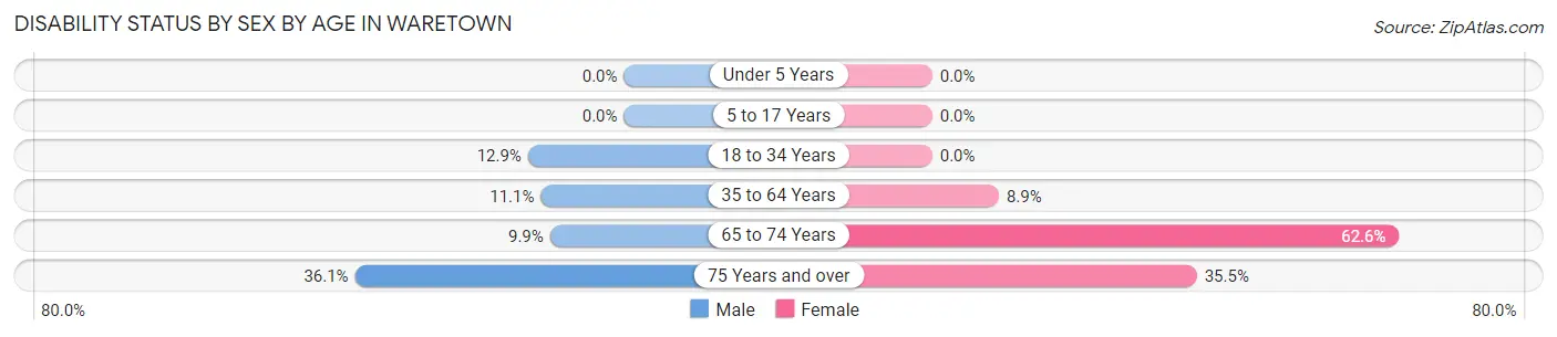 Disability Status by Sex by Age in Waretown