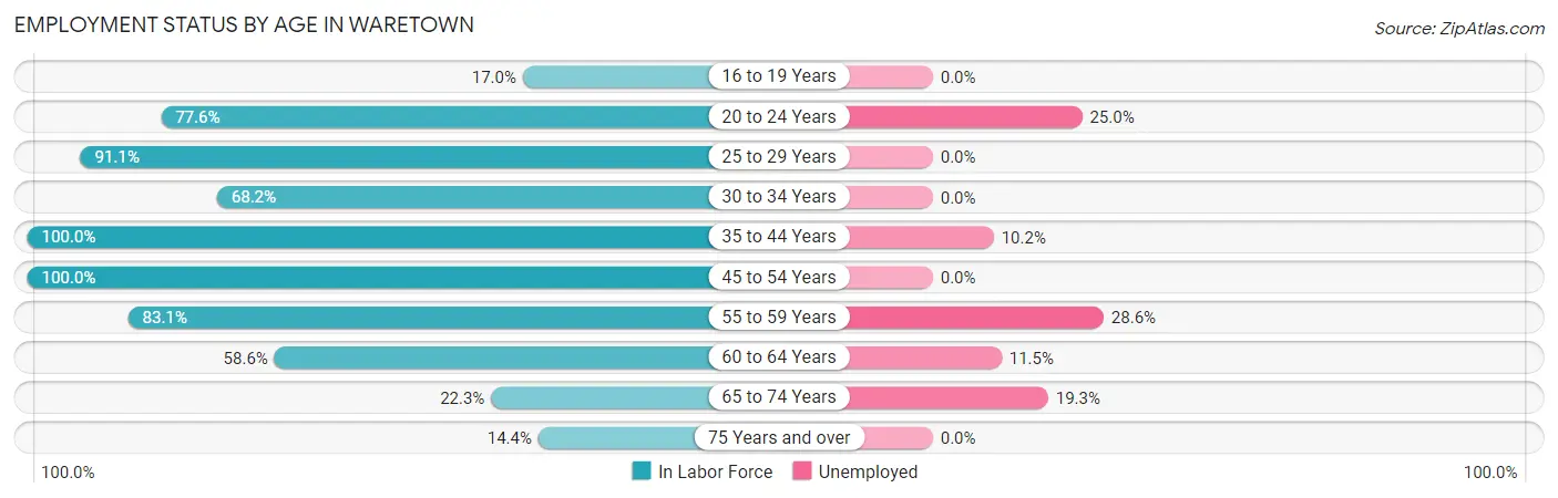 Employment Status by Age in Waretown