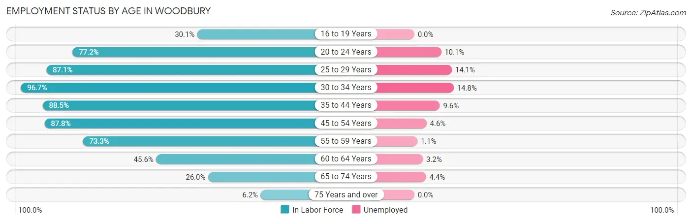 Employment Status by Age in Woodbury