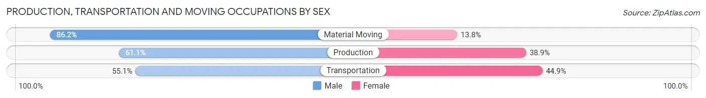 Production, Transportation and Moving Occupations by Sex in Woodbury