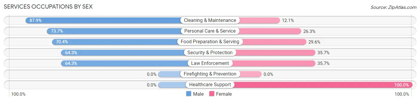 Services Occupations by Sex in Algodones