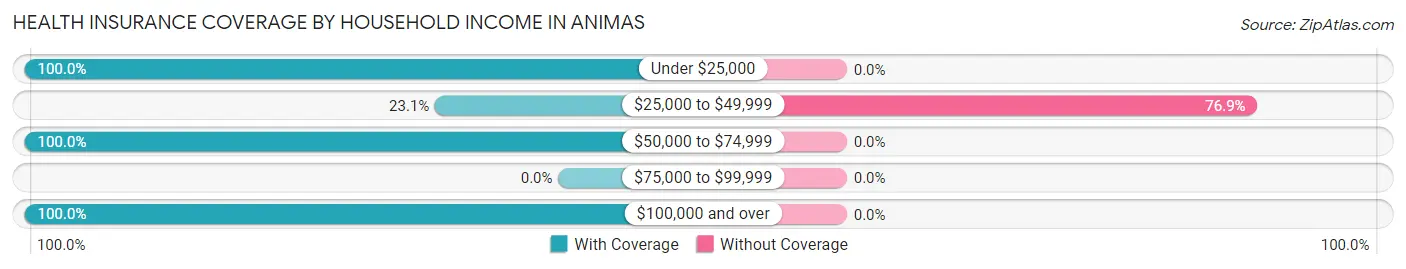 Health Insurance Coverage by Household Income in Animas