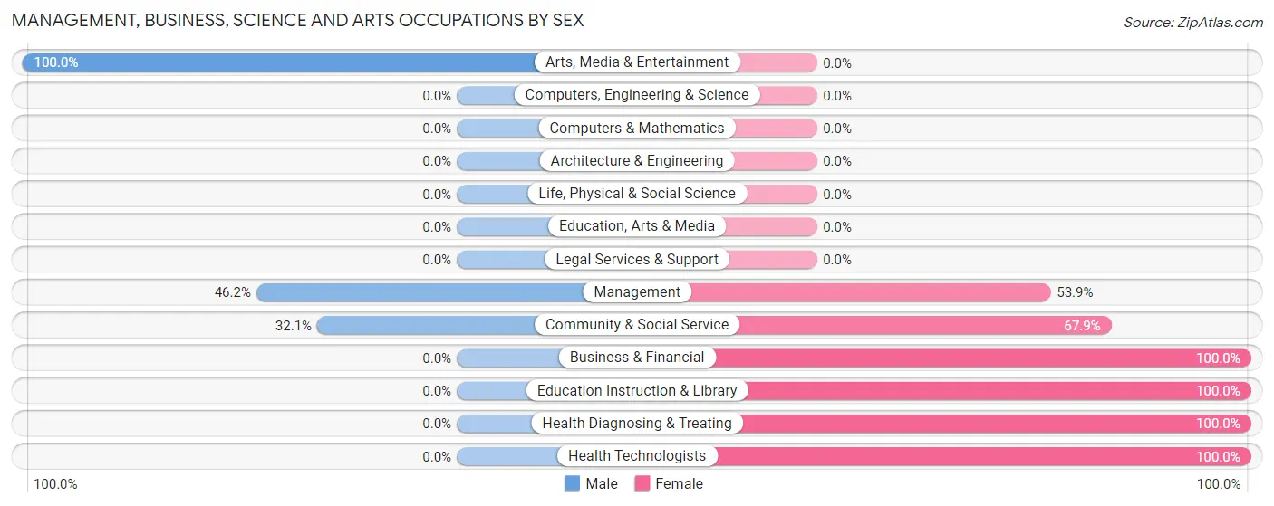 Management, Business, Science and Arts Occupations by Sex in Arenas Valley