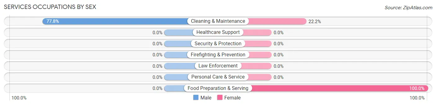 Services Occupations by Sex in Arenas Valley