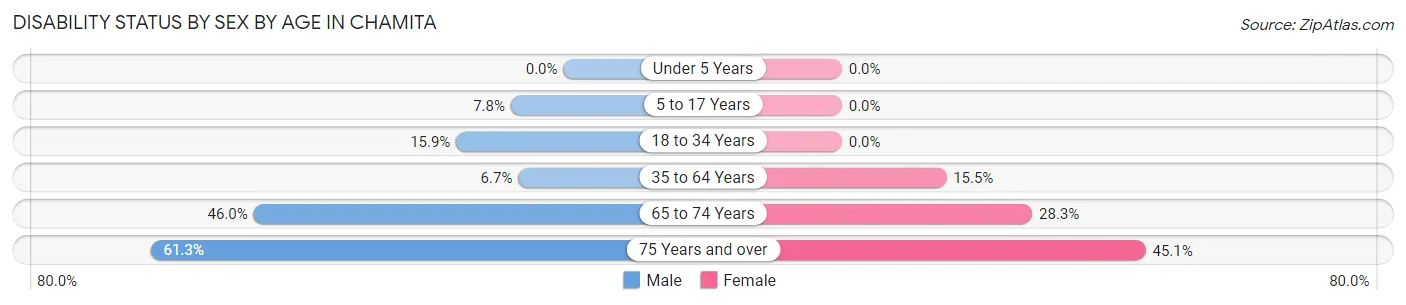 Disability Status by Sex by Age in Chamita