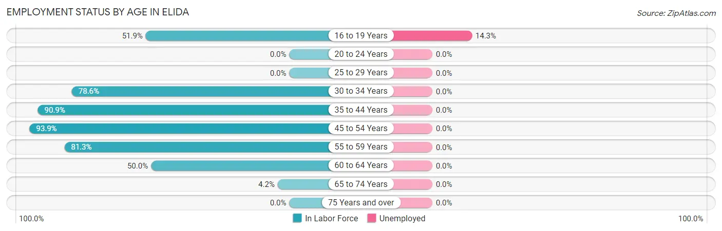 Employment Status by Age in Elida