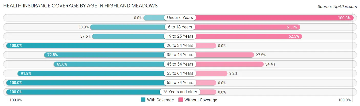 Health Insurance Coverage by Age in Highland Meadows