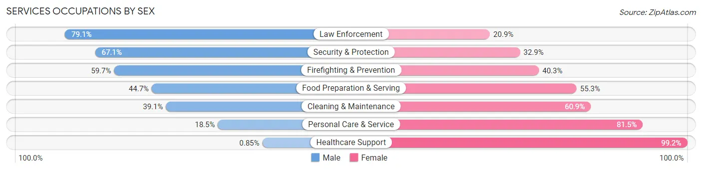 Services Occupations by Sex in Hobbs