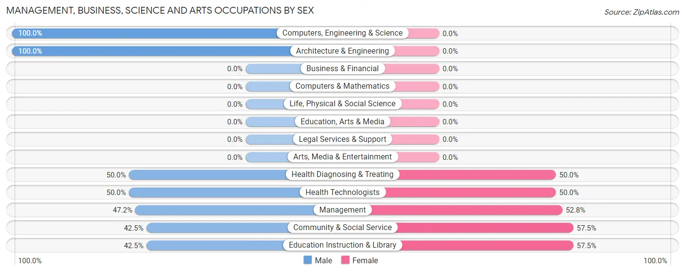 Management, Business, Science and Arts Occupations by Sex in Jarales