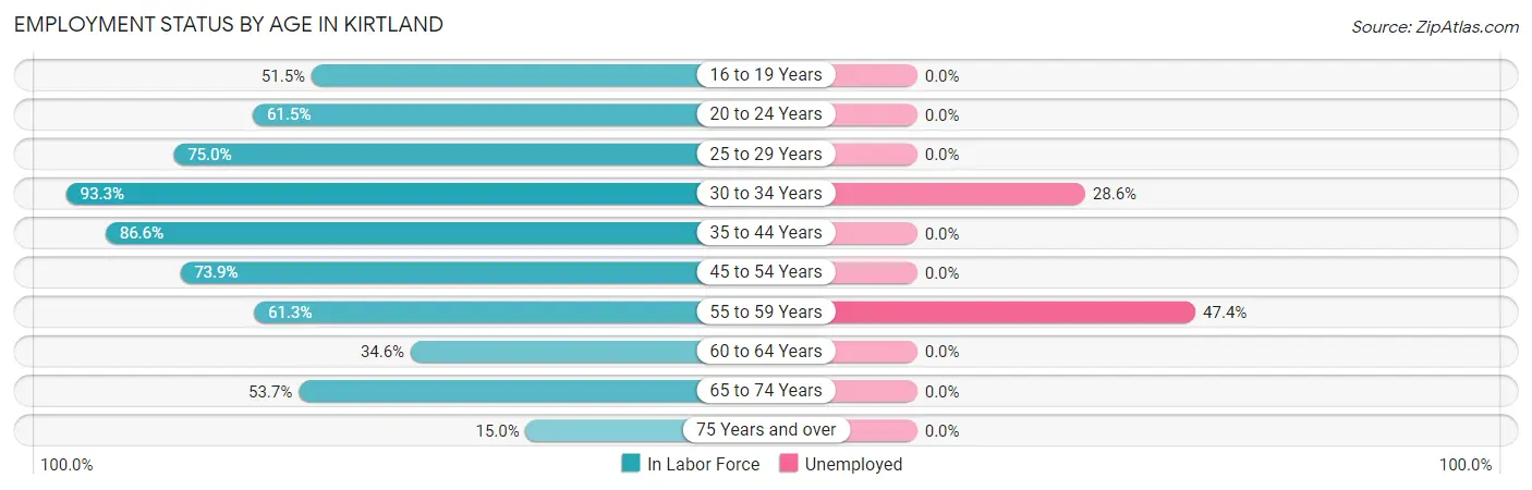 Employment Status by Age in Kirtland