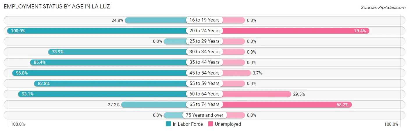 Employment Status by Age in La Luz