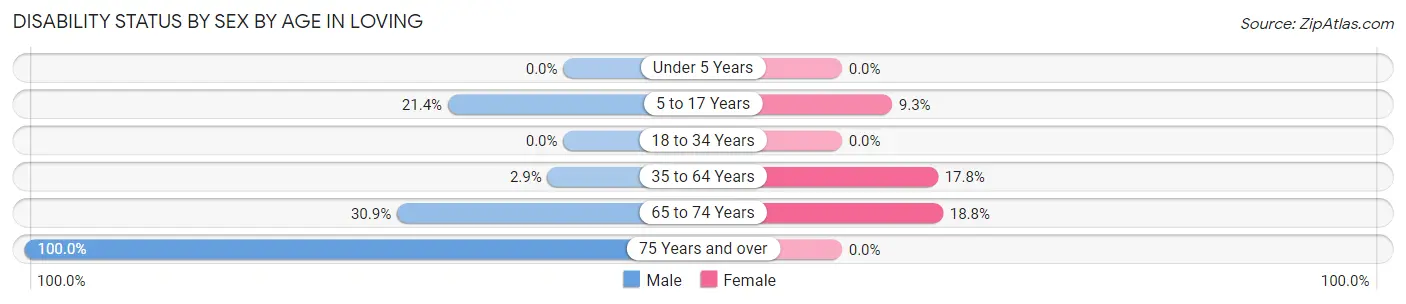 Disability Status by Sex by Age in Loving