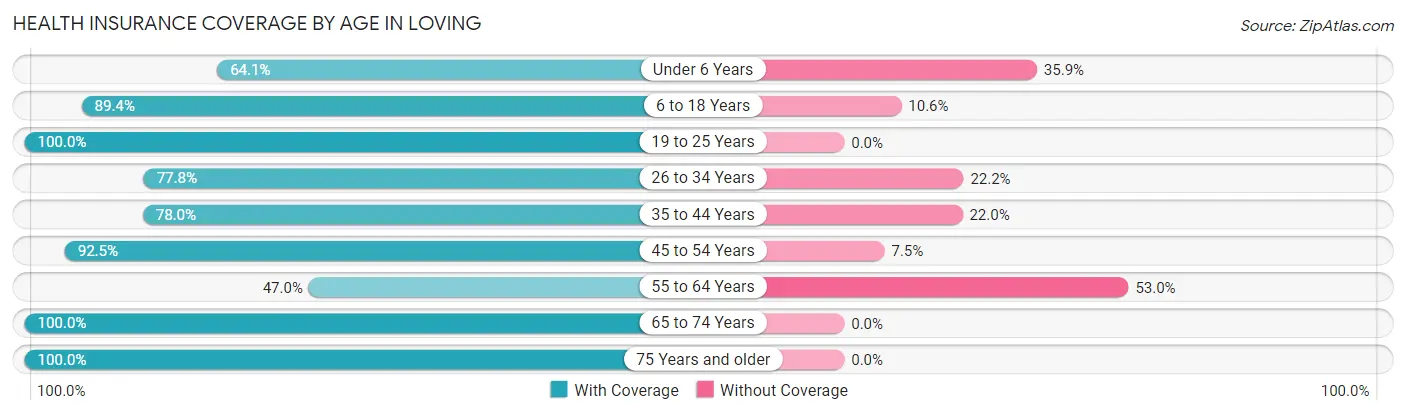Health Insurance Coverage by Age in Loving