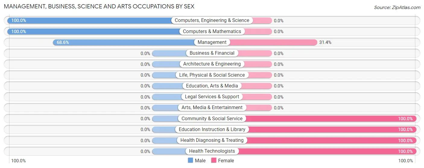 Management, Business, Science and Arts Occupations by Sex in Loving