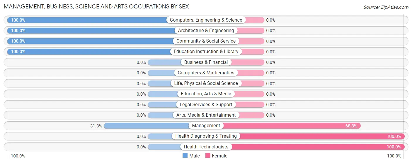 Management, Business, Science and Arts Occupations by Sex in Magdalena