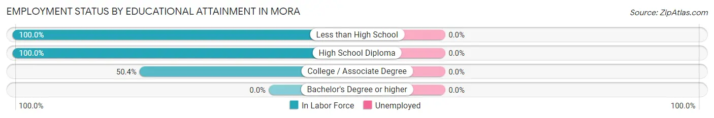 Employment Status by Educational Attainment in Mora