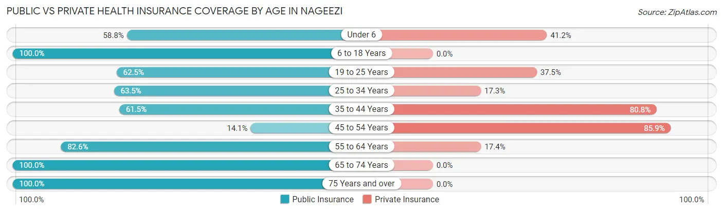 Public vs Private Health Insurance Coverage by Age in Nageezi