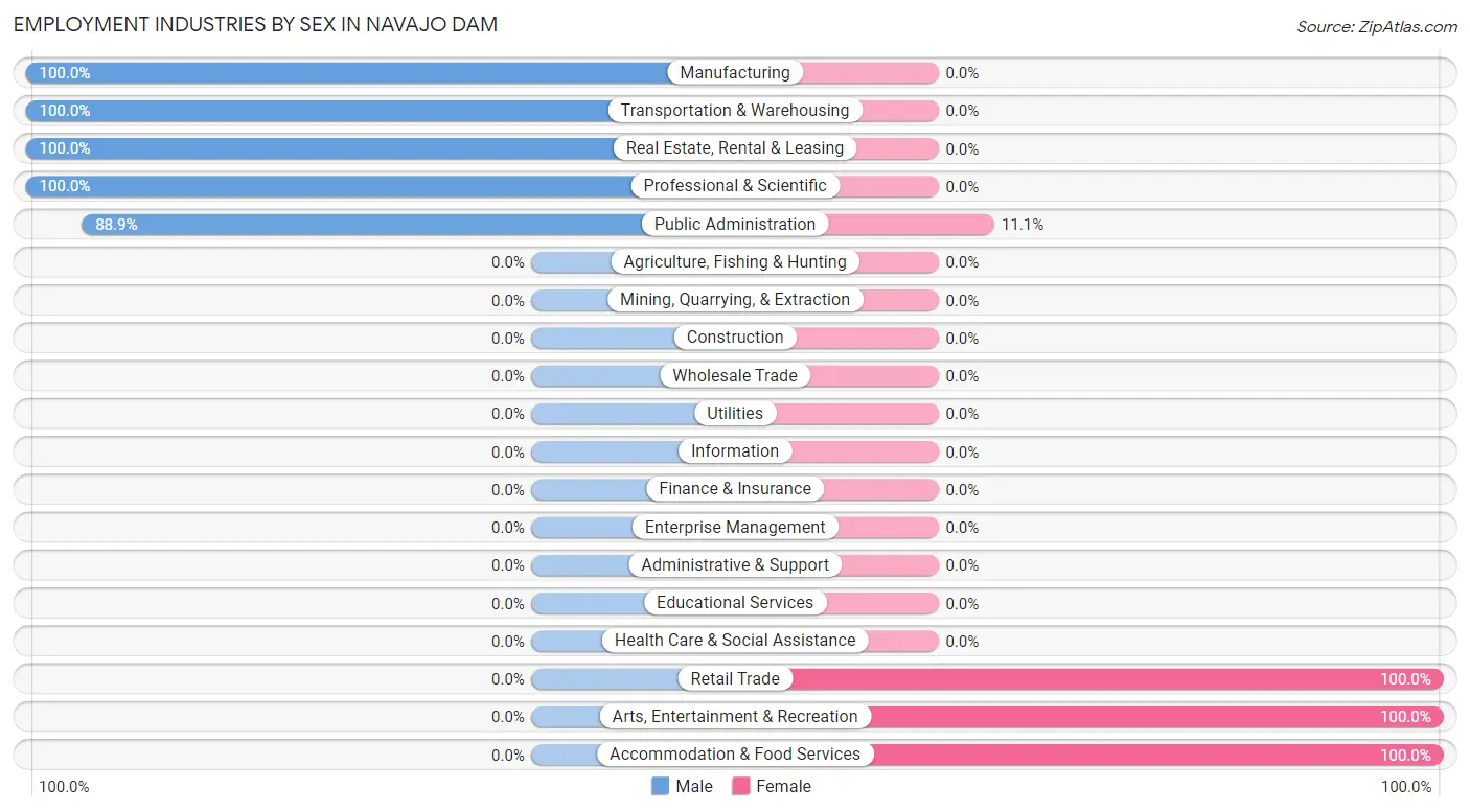 Employment Industries by Sex in Navajo Dam