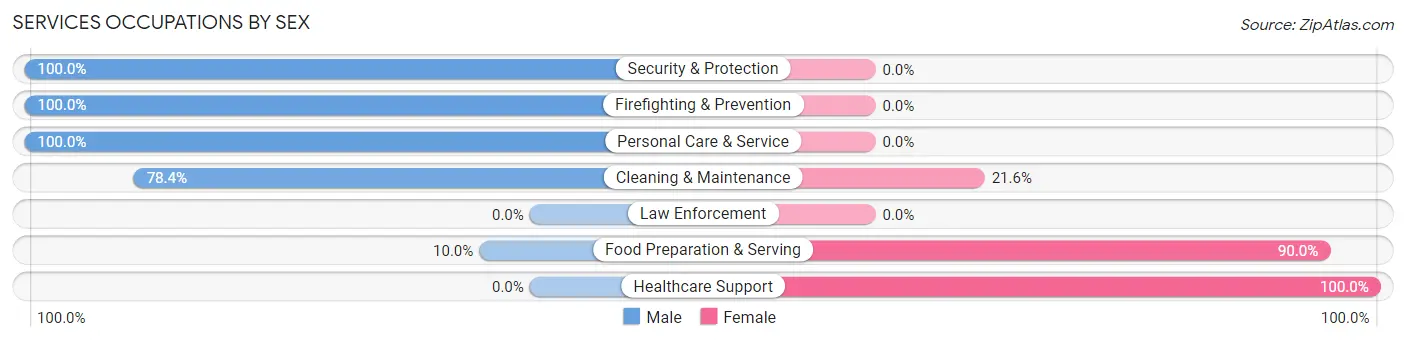Services Occupations by Sex in Pena Blanca