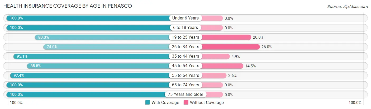 Health Insurance Coverage by Age in Penasco