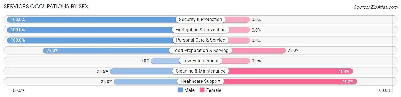 Services Occupations by Sex in Penasco
