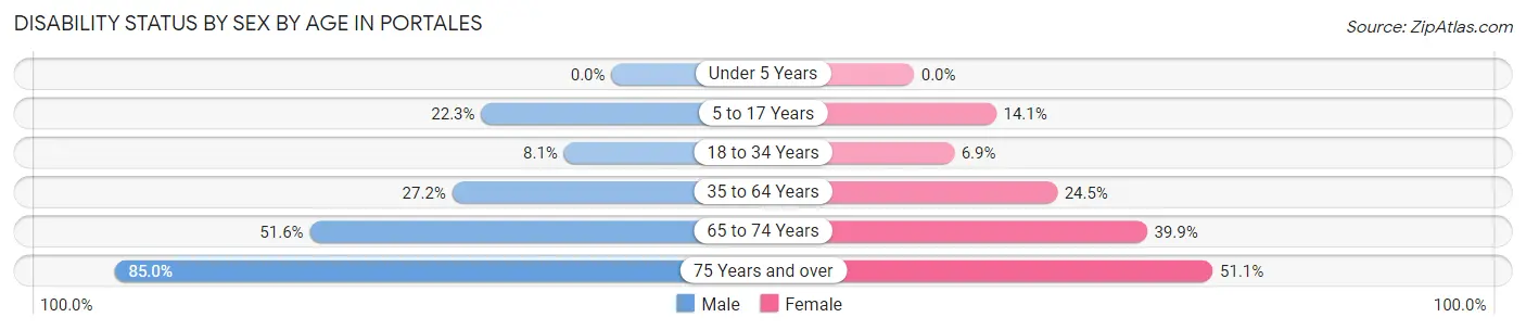 Disability Status by Sex by Age in Portales