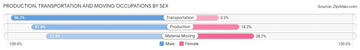 Production, Transportation and Moving Occupations by Sex in Portales