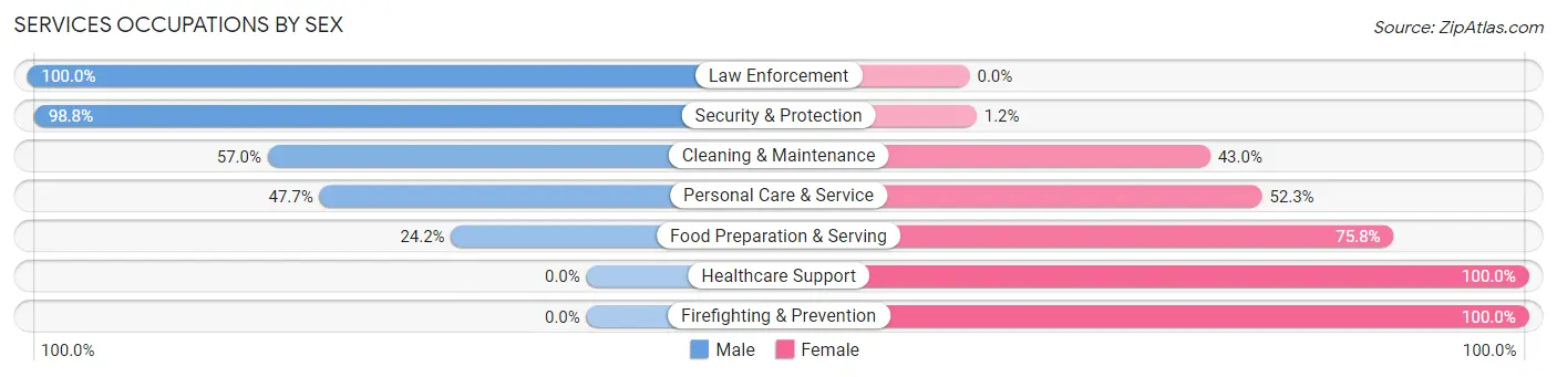 Services Occupations by Sex in Portales
