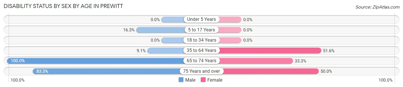 Disability Status by Sex by Age in Prewitt