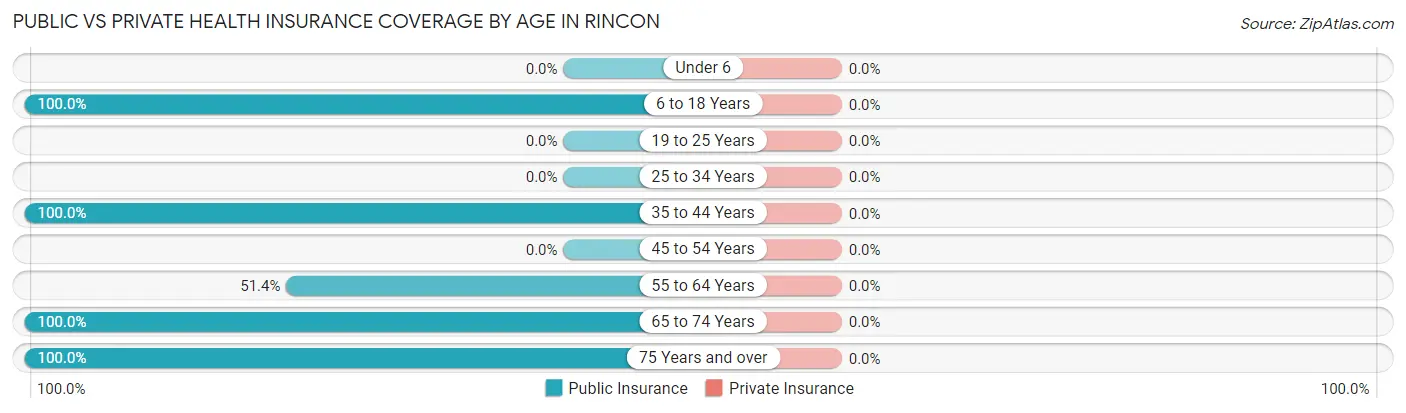 Public vs Private Health Insurance Coverage by Age in Rincon