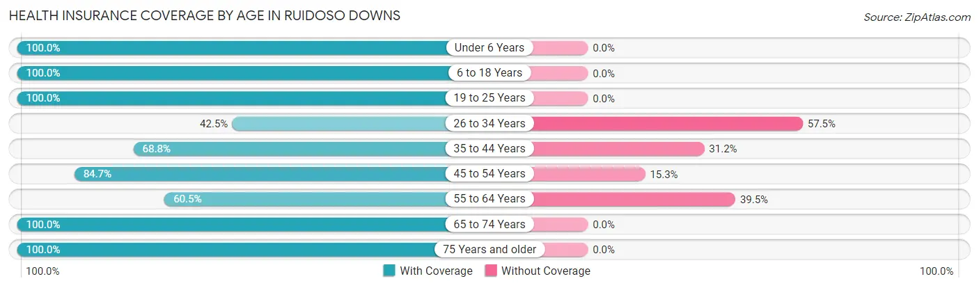 Health Insurance Coverage by Age in Ruidoso Downs
