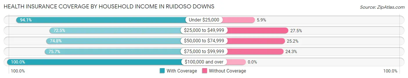 Health Insurance Coverage by Household Income in Ruidoso Downs