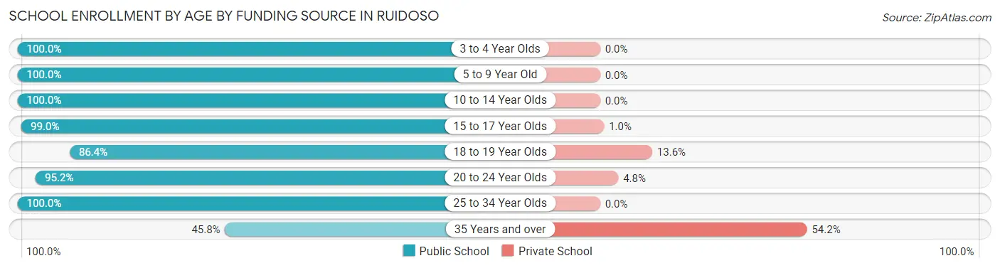 School Enrollment by Age by Funding Source in Ruidoso