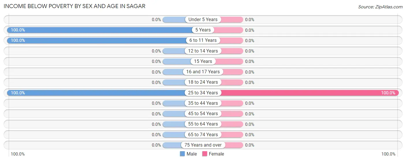 Income Below Poverty by Sex and Age in Sagar