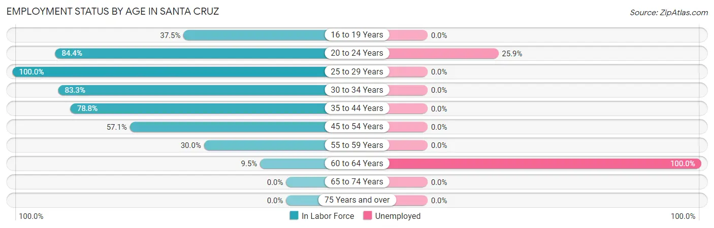 Employment Status by Age in Santa Cruz