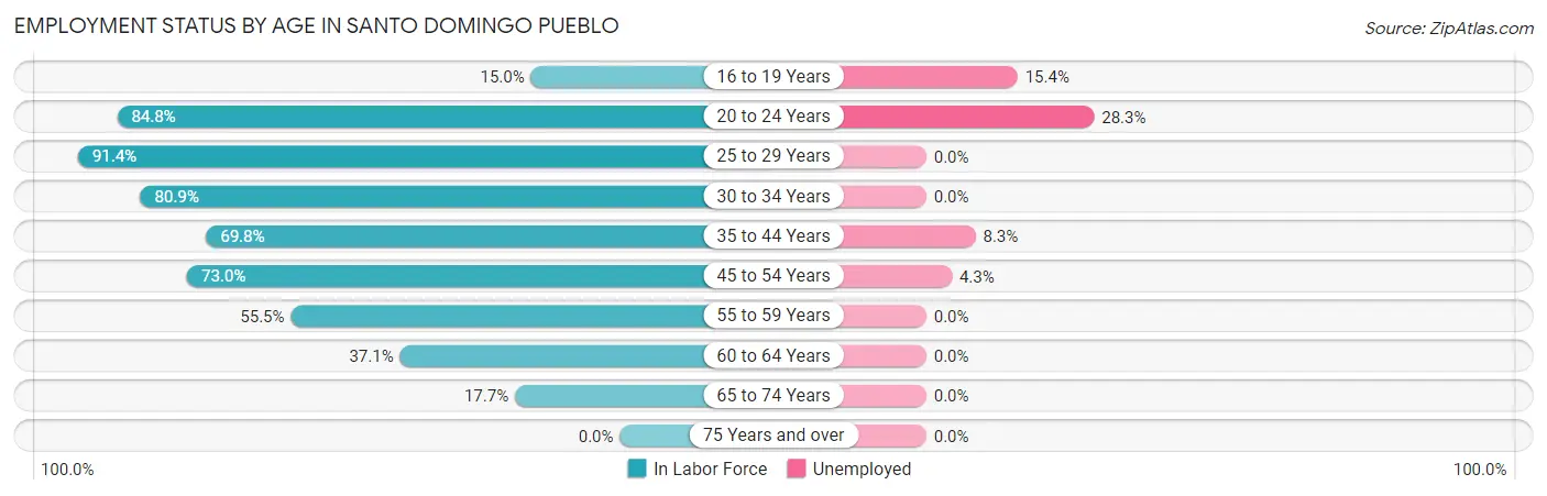 Employment Status by Age in Santo Domingo Pueblo