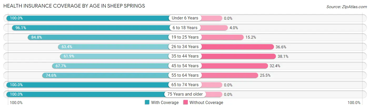 Health Insurance Coverage by Age in Sheep Springs