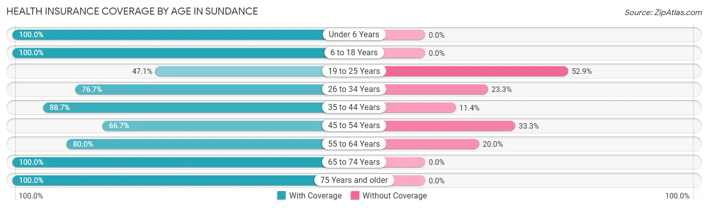 Health Insurance Coverage by Age in Sundance
